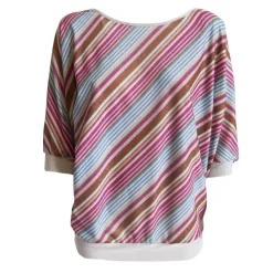 BACHATA - MAGLIA RIGHE MULTICOLOR MANICA 3/4 RIGHE