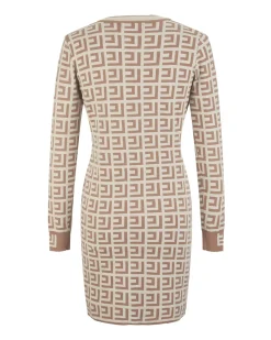 BACHATA - Maxi maglia manica lunga beige a fantasia