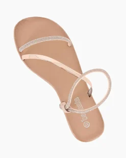 BACHATA - Sandalo nude con strass e cinturino diagonale