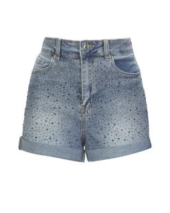 BACHATA - Short blu jeans con strass