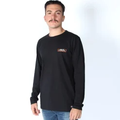 B&A - T-SHIRT NERA MANICA LUNGA CON STEMMA