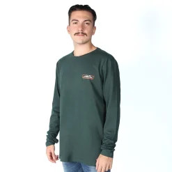 B&A - T-SHIRT VERDE MANICA LUNGA CON STEMMA