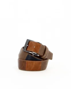 BIAGIOTTI - Cinta uomo multicolor patchwork in VERA PELLE
