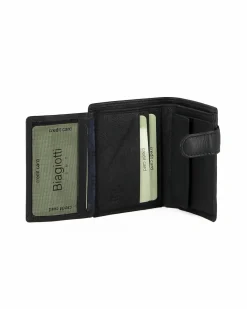 BIAGIOTTI - Portafoglio da uomo nero in VERA PELLE con RFID