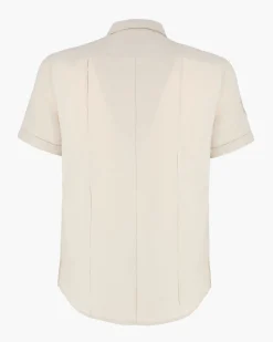 BLUE LEMON - Camicia manica corta beige in lino
