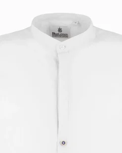 BLUE LEMON - Camicia manica lunga bianca con collo corano in lino