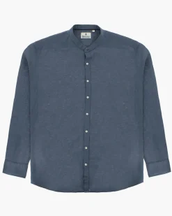 BLUE LEMON - OVER CAMICIA MANICA LUNGA LINO COLLO COREANO