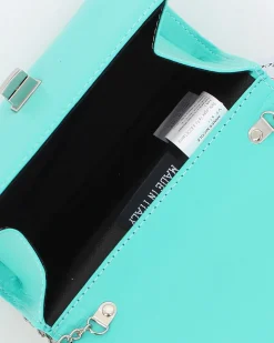 Borsa a mano acquamarina con chiusura girello - MADE IN ITALY - ANNES NICOLE
