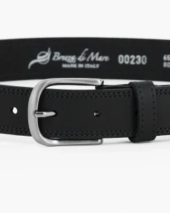 BREZZA DI MARE - Cinta ragazzo nera in VERA PELLE, MADE IN ITALY