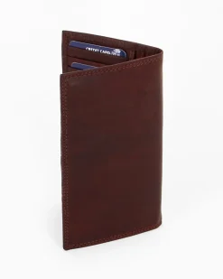 BROKERS - Portacarte marrone in VERA PELLE a libro