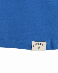BROKER'S - Tshirt manica corta indaco con stampa in cotone