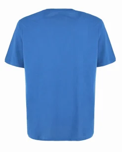 BROKER'S - Tshirt manica corta indaco con stampa in cotone