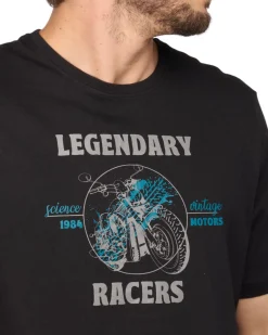 BROKER'S - Tshirt manica corta nera con stampa in cotone