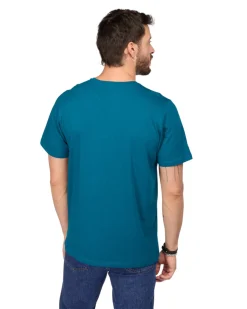 BROKER'S - Tshirt manica corta petrolio con stampa in cotone