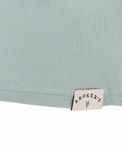 BROKER'S - Tshirt manica corta verde salvia con stampa in cotone
