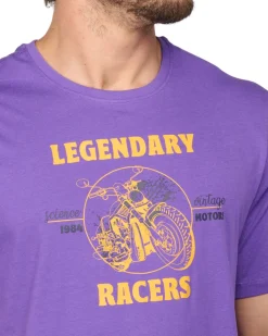 BROKER'S - Tshirt manica corta viola con stampa in cotone
