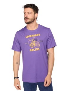 BROKER'S - Tshirt manica corta viola con stampa in cotone