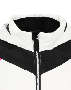 BRUGI - Completo da sci bambina bianco e fuchsia impermeabile antivento e traspirante con cappuccio