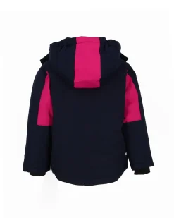 BRUGI - GIACCA DA SCI BAMBINA BLU E FUCSIA IMPERMEABILE E ANTIVENTO CON CAPPUCCIO