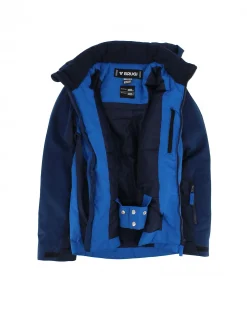 BRUGI - Giacca da sci bambino blu impermeabile antivento e traspirante con cappuccio