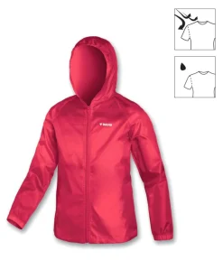 BRUGI - K way da bambina richiudibile rosa impemeabile e antivento con zip frontale