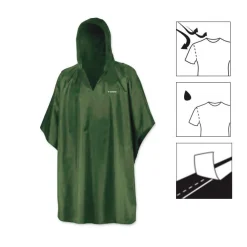 BRUGI - K way poncho verde impermeabile antivento richiudibile con cappuccio