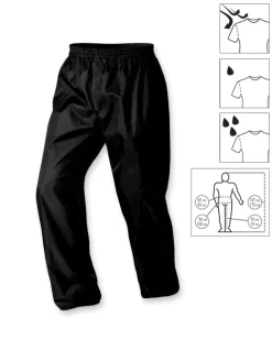 BRUGI - Pantaloni richiudibili da uomo neri antivento idrorepellenti e impermeabili con elastico in vita e sulle caviglie
