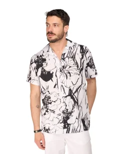 CAMICIA MEZZA MANICA FANTASIA COLLO SCIA