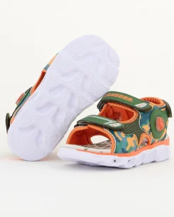 CANGURO -CANGURO - Sandalo bimbo verde e arancio camouflage CON LUCI 30/35