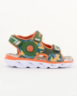 CANGURO -CANGURO - Sandalo bimbo verde e arancio camouflage CON LUCI 30/35
