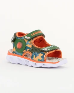 CANGURO -CANGURO - Sandalo bimbo verde e arancio camouflage CON LUCI 30/35