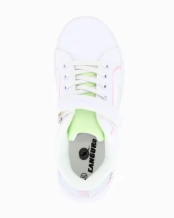CANGURO - Sneakers bianca da bambina con inserti glitter e strappo, numerata 31/36