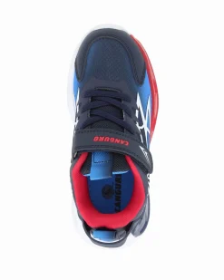 CANGURO - Sneakers blu e rossa da bambino con strappo, numerata 29/35