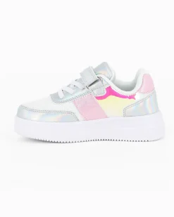 CANGURO - Sneakers rosa e argento da bimba con strappo, numerata 24/30