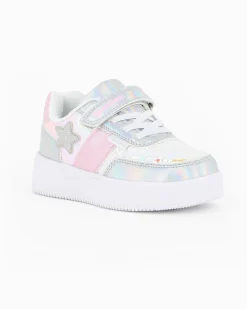 CANGURO - Sneakers rosa e argento da bimba con strappo, numerata 24/30