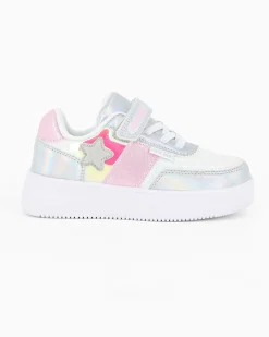 CANGURO - Sneakers rosa e argento da bimba con strappo, numerata 24/30