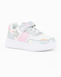CANGURO - Sneakers rosa e argento da bambina con strappo, numerata 31/36