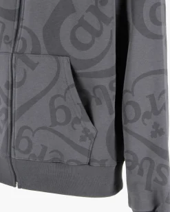 CARLSBERG - Felpa con cappuccio full zip nera all over da uomo