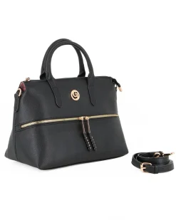 CARRERA - Borsa a due manici nera con logo e tasca frontale, tracolla removibile