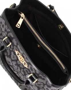 CARRERA - Borsa  due manici nera leopardata con logo frontale, tracolla removibile