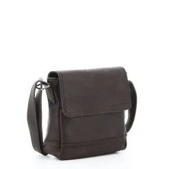 CARRERA - Borsello marrone con patta ed inserto scozzese interno
