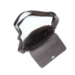 CARRERA - Borsello marrone con patta ed inserto scozzese interno