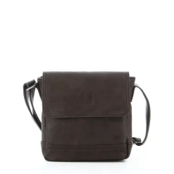CARRERA - Borsello marrone con patta ed inserto scozzese interno