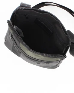 CARRERA - Borsello nero con tasca frontale e dettagli verdi