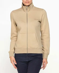 CARRERA - FELPA BEIGE FULL ZIP COLLO ALTO IN TESSUTO FELPATO