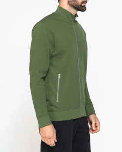 CARRERA - FELPA FULL ZIP VERDE CHIARO IN PIQUET DA UOMO