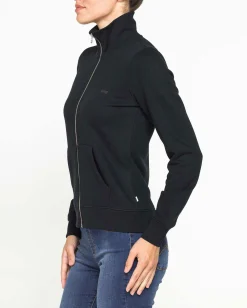 CARRERA - FELPA NERA FULL ZIP COLLO ALTO IN TESSUTO FELPATO