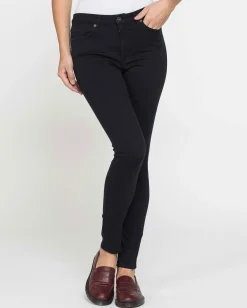 CARRERA - LEGG-JEANS NERO DONNA 5 tasche con zip