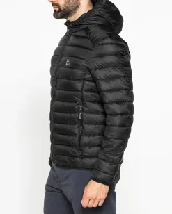 CARRERA - PIUMINO UOMO NERO ULTRALEGGERO IN RIPSTOP CON CAPPUCCIO