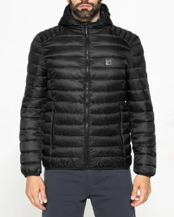 CARRERA - PIUMINO UOMO NERO ULTRALEGGERO IN RIPSTOP CON CAPPUCCIO